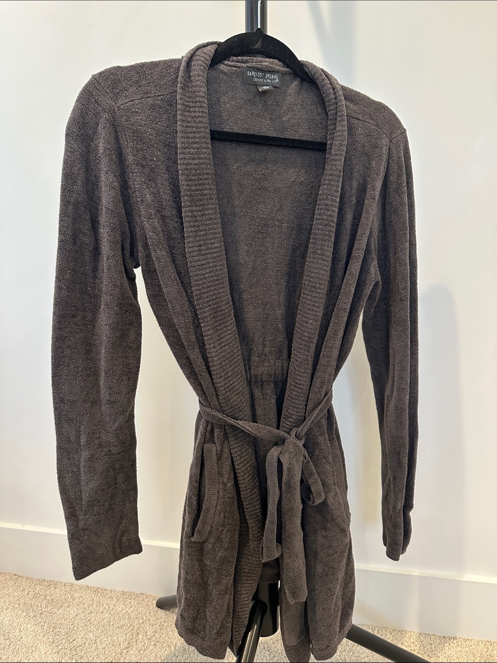 Barefoot Dreams Brown Open-Front Belted Cardigan